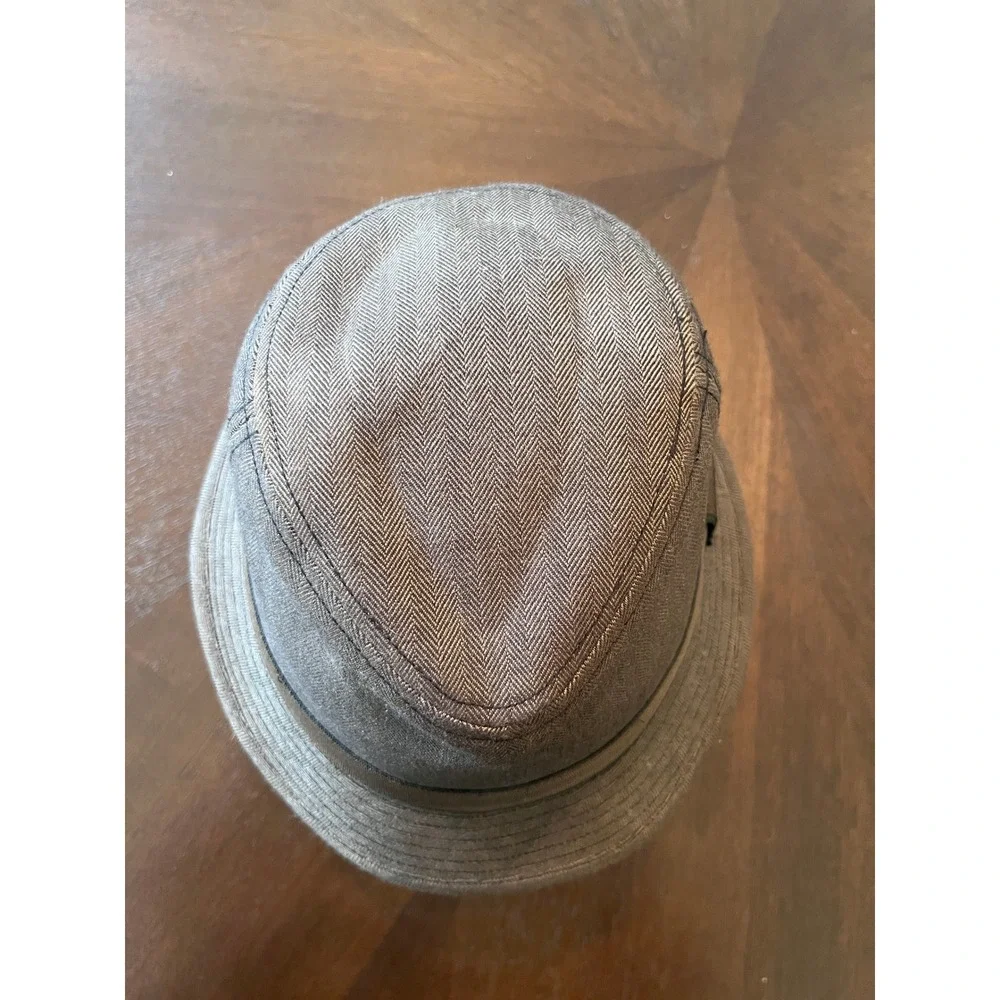 Dorfman Milano Brown Herringbone Fedora Hat Mens Large Stingy Brim Trilby Cap